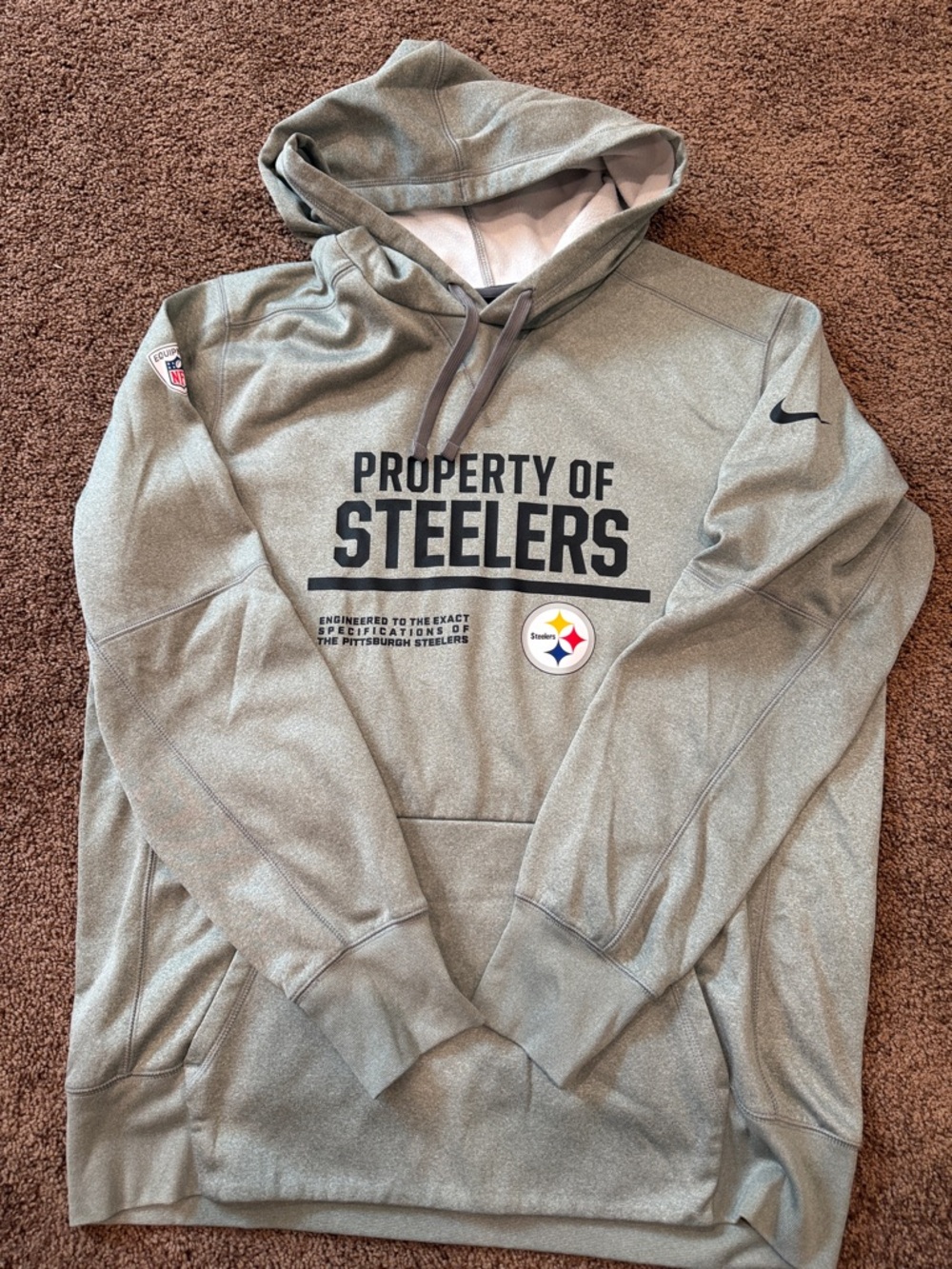 Nike Therma-Fit Men’s Gray 'Property of Steelers' Pullover Hoodie
